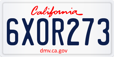 CA license plate 6XOR273