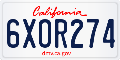 CA license plate 6XOR274