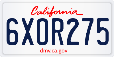 CA license plate 6XOR275