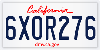 CA license plate 6XOR276