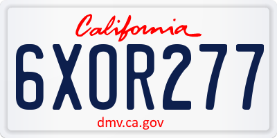 CA license plate 6XOR277