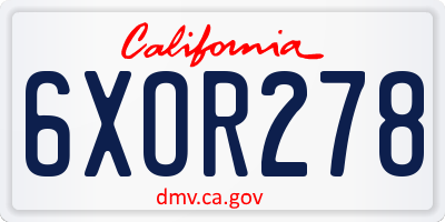 CA license plate 6XOR278