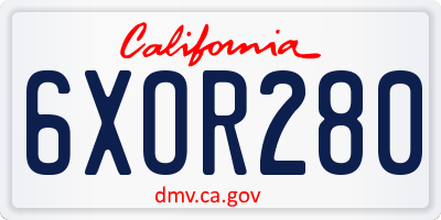 CA license plate 6XOR280