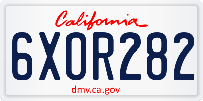 CA license plate 6XOR282