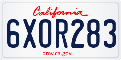 CA license plate 6XOR283