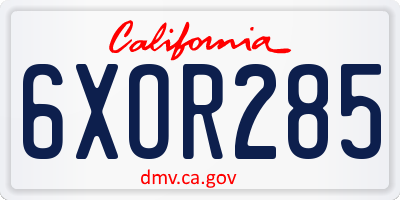 CA license plate 6XOR285