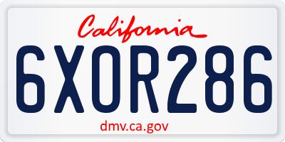CA license plate 6XOR286