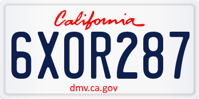 CA license plate 6XOR287