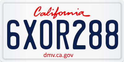CA license plate 6XOR288
