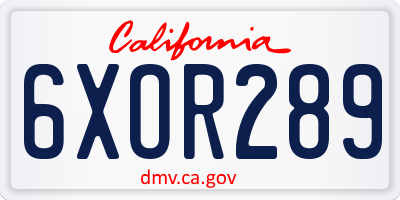 CA license plate 6XOR289