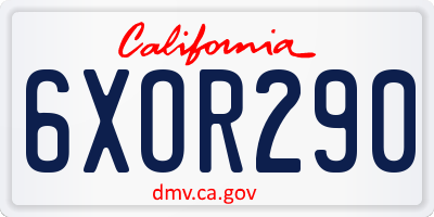 CA license plate 6XOR290