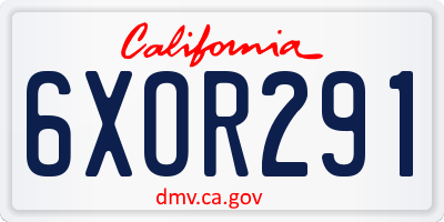CA license plate 6XOR291