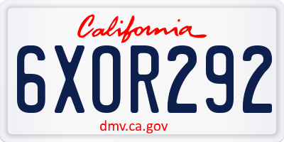 CA license plate 6XOR292