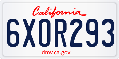 CA license plate 6XOR293