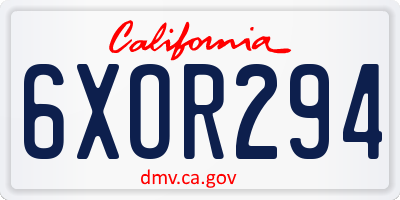 CA license plate 6XOR294