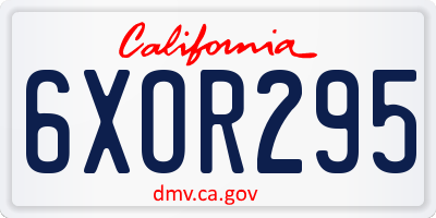 CA license plate 6XOR295