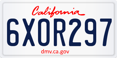 CA license plate 6XOR297