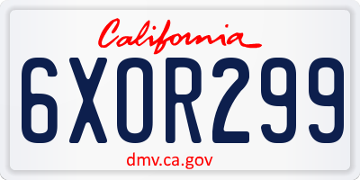 CA license plate 6XOR299