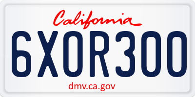 CA license plate 6XOR300