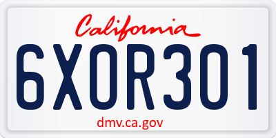 CA license plate 6XOR301