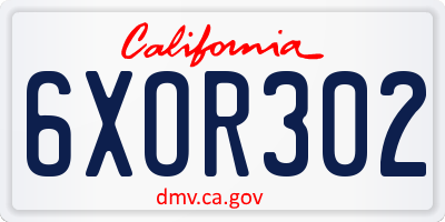 CA license plate 6XOR302