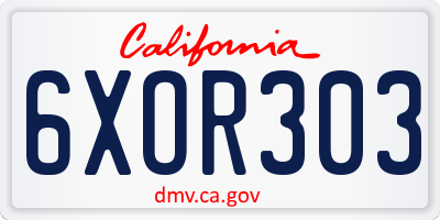 CA license plate 6XOR303