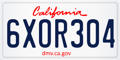 CA license plate 6XOR304