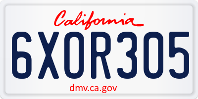 CA license plate 6XOR305