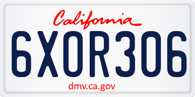 CA license plate 6XOR306