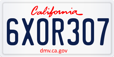 CA license plate 6XOR307