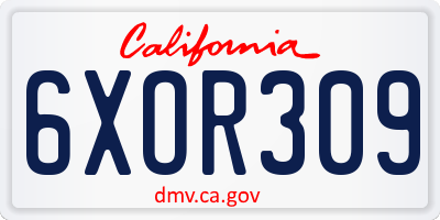 CA license plate 6XOR309