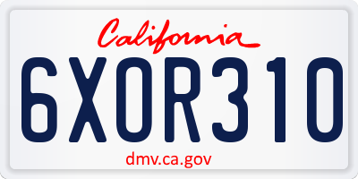 CA license plate 6XOR310