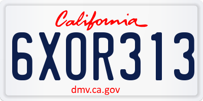 CA license plate 6XOR313