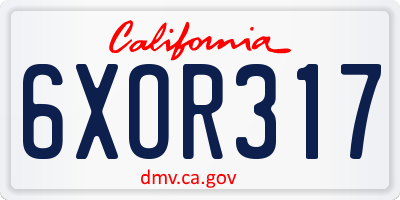 CA license plate 6XOR317