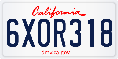 CA license plate 6XOR318