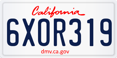 CA license plate 6XOR319