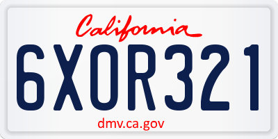 CA license plate 6XOR321