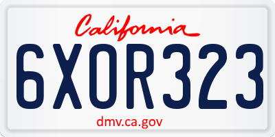 CA license plate 6XOR323