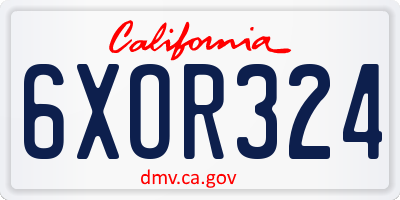 CA license plate 6XOR324