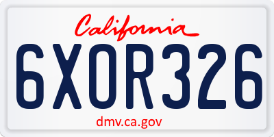 CA license plate 6XOR326