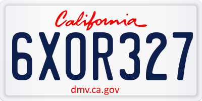 CA license plate 6XOR327