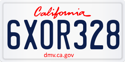 CA license plate 6XOR328