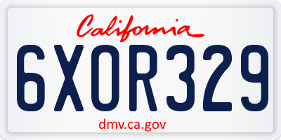 CA license plate 6XOR329