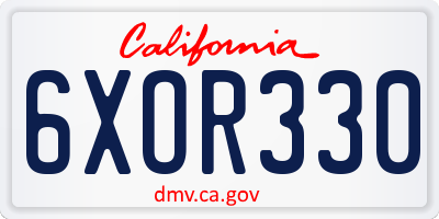 CA license plate 6XOR330