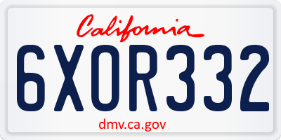 CA license plate 6XOR332