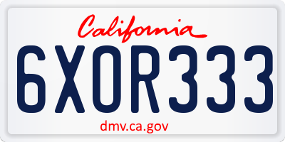 CA license plate 6XOR333