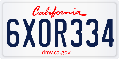CA license plate 6XOR334