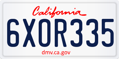 CA license plate 6XOR335