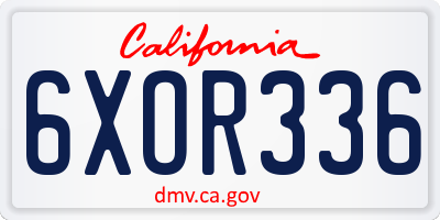 CA license plate 6XOR336