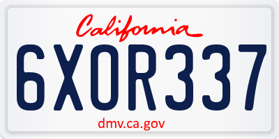 CA license plate 6XOR337